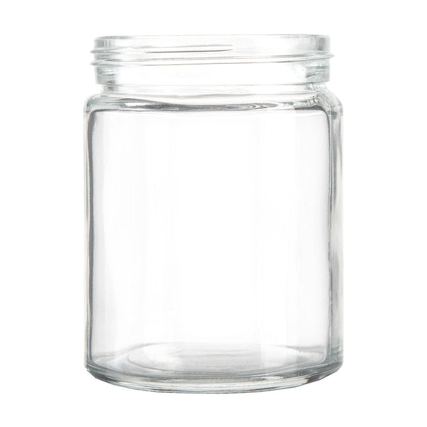 10oz Standard Glass Jar - Black Plastic Screw Lid - 36pc Case