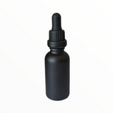 30ml Glass Dropper Bottles w/Measurements & Tamper Proof Lid | Matte Black Bottle & Black Cap | 120pc Case